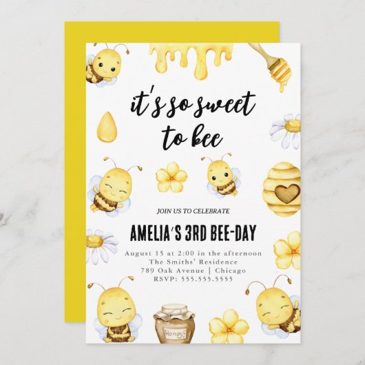 Invitation Tellement doux pour être l'invitation d'anniversai (Devant / Derrière)