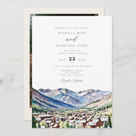 Invitation TELLURIDE Colorado Mountain Ski Mariage de voyage (Devant / Derrière)