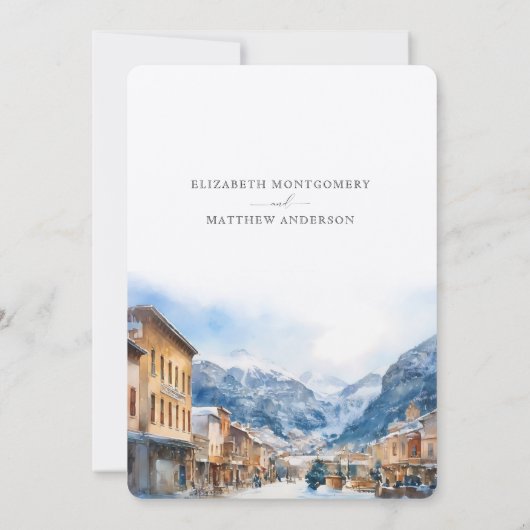 Invitation Telluride Colorado Ski Winter Wonderland Mariage (Dos)