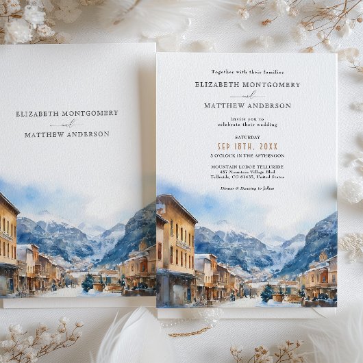 Invitation Telluride Colorado Ski Winter Wonderland Mariage