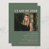 Invitation Téméraire moderne rose vert photo Parti de graduat (Devant / Derrière)