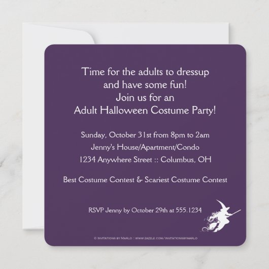 Invitation Témoin volant Silhouette Halloween Party Invitatio (Dos)