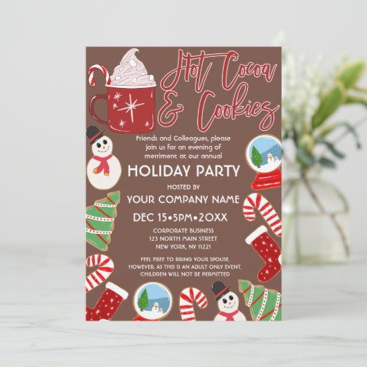 Invitation Témoins de cacao chaud Illustration Noël Entrepris (Debout devant)