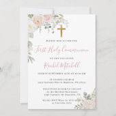 Invitation Températ d'invitation de la première communion ros (Devant)