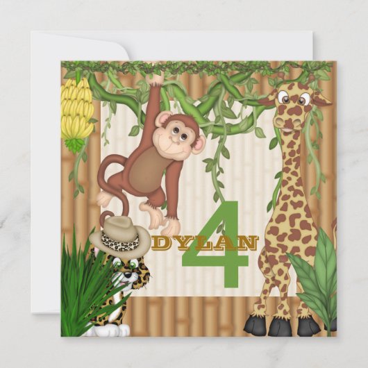 Invitation Templa d'anniversaire de safari de (Devant)
