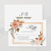 Invitation TEMPLATE Élégant Floral Bourgeois Fleurs Gold (Devant / Derrière)
