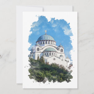 Invitation Temple de Saint Sava Serbie Aquarelle Art
