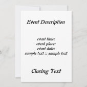 Invitation Temple du Soleil (Dos)