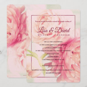 Invitation Temple Mariage et réception Invitation-pivoines