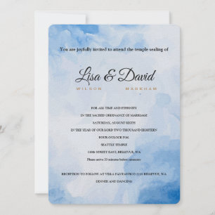 Invitation Temple Mariage & Réception Invitation-Bleu Aquarel