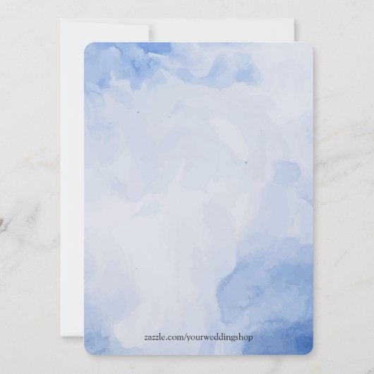 Invitation Temple Mariage Réception Invitation-Bleu Aquarelle (Dos)