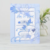 Invitation Temple Mariage & Réception Invitation-Blue Peonies (Debout devant)