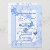 Invitation Temple Mariage & Réception Invitation-Blue Peonies (Devant / Derrière)