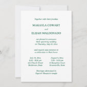 Invitation Temple Vert/Blanc Minimal Mariage Deux Réception (Devant)