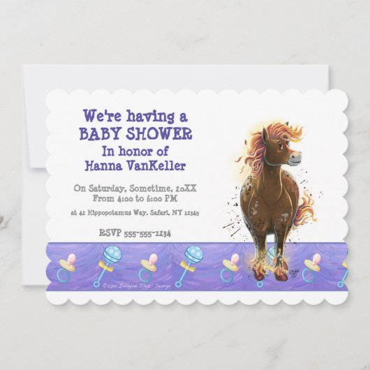 Invitation Temps de Fête Cheval de Feu (Devant)