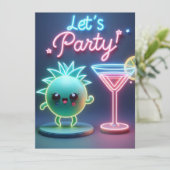 Invitation Temps de Fête Néon Vert (Debout devant)