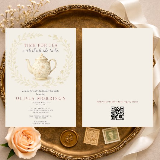 Invitation Temps de Fleur Sauvage pour le Code QR de la Fête
