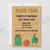 Invitation Temps de jeu, Basket-ball 1er anniversaire (Devant)