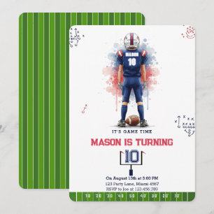 Invitation Temps de jeu Football garçon anniversaire aquarell
