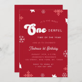 Invitation Temps le plus impensable Noël 1er anniversaire fêt (Devant / Derrière)