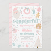 Invitation Temps le plus impensable Noël 1er anniversaire fêt (Devant / Derrière)