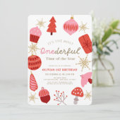 Invitation Temps le plus impensable Noël rose 1er anniversair (Debout devant)