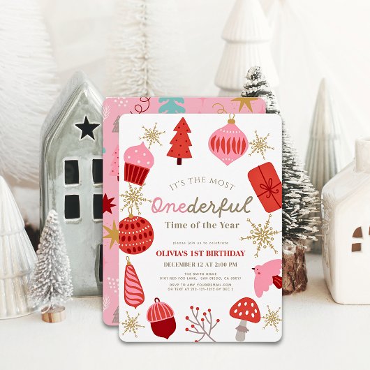 Invitation Temps le plus impensable Noël rose 1er anniversair