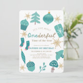 Invitation Temps le plus merveilleux Noël Vert 1er anniversai (Debout devant)