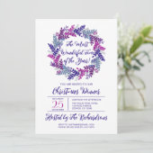 Invitation Temps le plus merveilleux Purple Wreath fête de No (Debout devant)