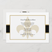 Invitation Temps noir de Gold Fleur de Lis Party (Devant / Derrière)