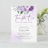 Invitation Temps pour la Fête des mariées de thé violet Flora (Debout devant)