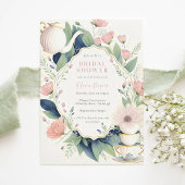 Invitation Temps pour la Fête des mariées florale rose Tea