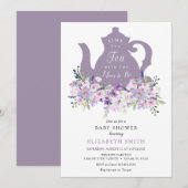 Invitation Temps pour le Baby shower de la lavande pourpre de (Devant / Derrière)