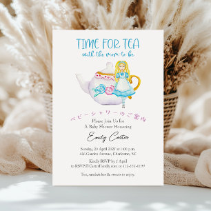 Invitation Temps pour Tea Baby shower Alice Teapot Floral Par