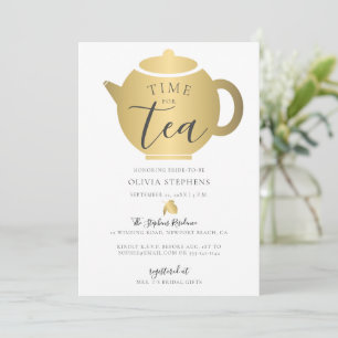 Invitation Temps pour Tea Elegant Minimalist Fête des mariées