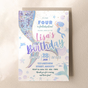 Invitation Temps QUATRE Une Shellabration Sirène 4e Anniversa