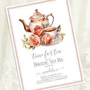 Invitation Temps Rose vintage pour la Fête des mariées de thé