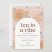 Invitation Ten est un Vibe Retro Floral 10e anniversaire (Devant)