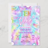 Invitation Ten Est Une Vibe Neon Glow 10e fête d'anniversaire (Devant)