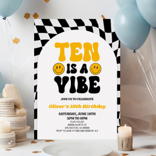 Invitation Ten Is A Vibe Retro First 10th Birthday Party
