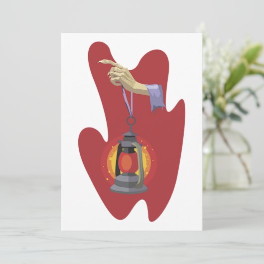 Invitation Tenant Une Lanterne (Debout devant)