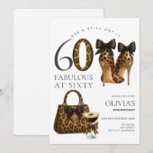 Invitation Tendance 60 ans Imprimé Léopard Fabuleux à 60 Ans (Devant / Derrière)