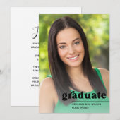 Invitation Tendance audacieuse Typographie Photo Graduation P (Devant / Derrière)