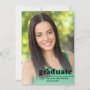 Invitation Tendance audacieuse Typographie Photo Graduation P