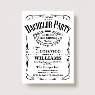 Invitation Tendance Black & White Typographie Bachelor Party