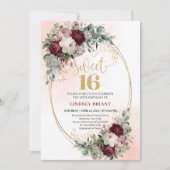 Invitation Tendance Boho Sauge Rouge Profond Fête Douce Seize (Devant)