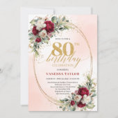 Invitation tendance bordeaux florale or pour 80e a (Devant)