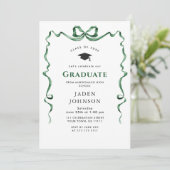 Invitation Tendance Bow Ribbon photo de la fête de graduation (Debout devant)