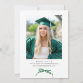 Invitation Tendance Bow Ribbon photo de la fête de graduation (Dos)