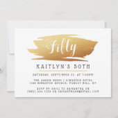 Invitation Tendance & Chic Anniversaire Dames Feuille D'Or (Devant)